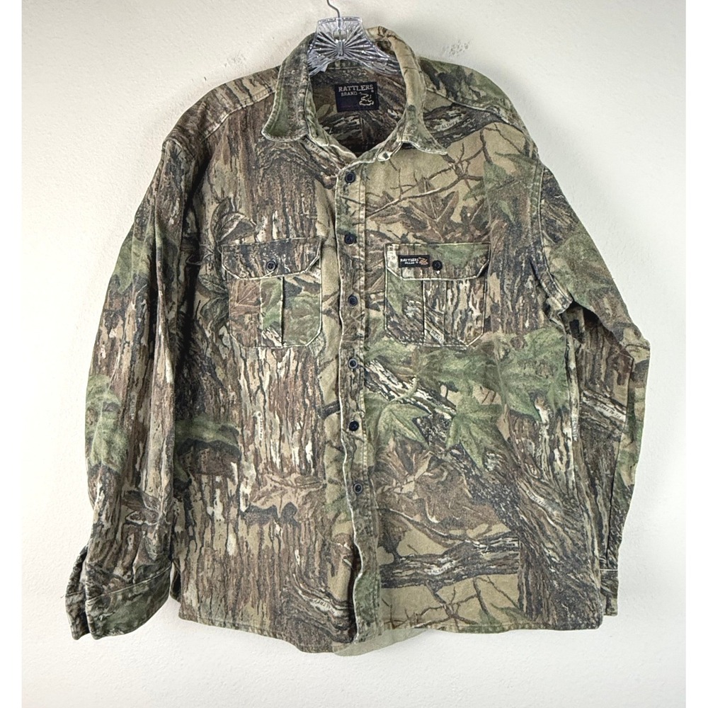 Rattlers Brand Shirt Mens XL Camo Realtree Long Sleeve Cotton Made in USA Huntin